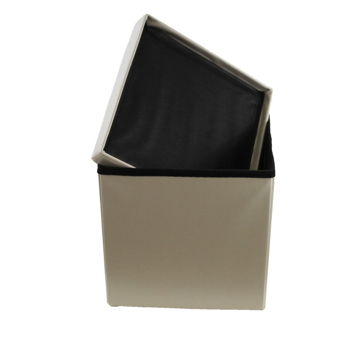 2-in-1 Foldable Faux Leather Pouffe Storage Cube and Ottoman