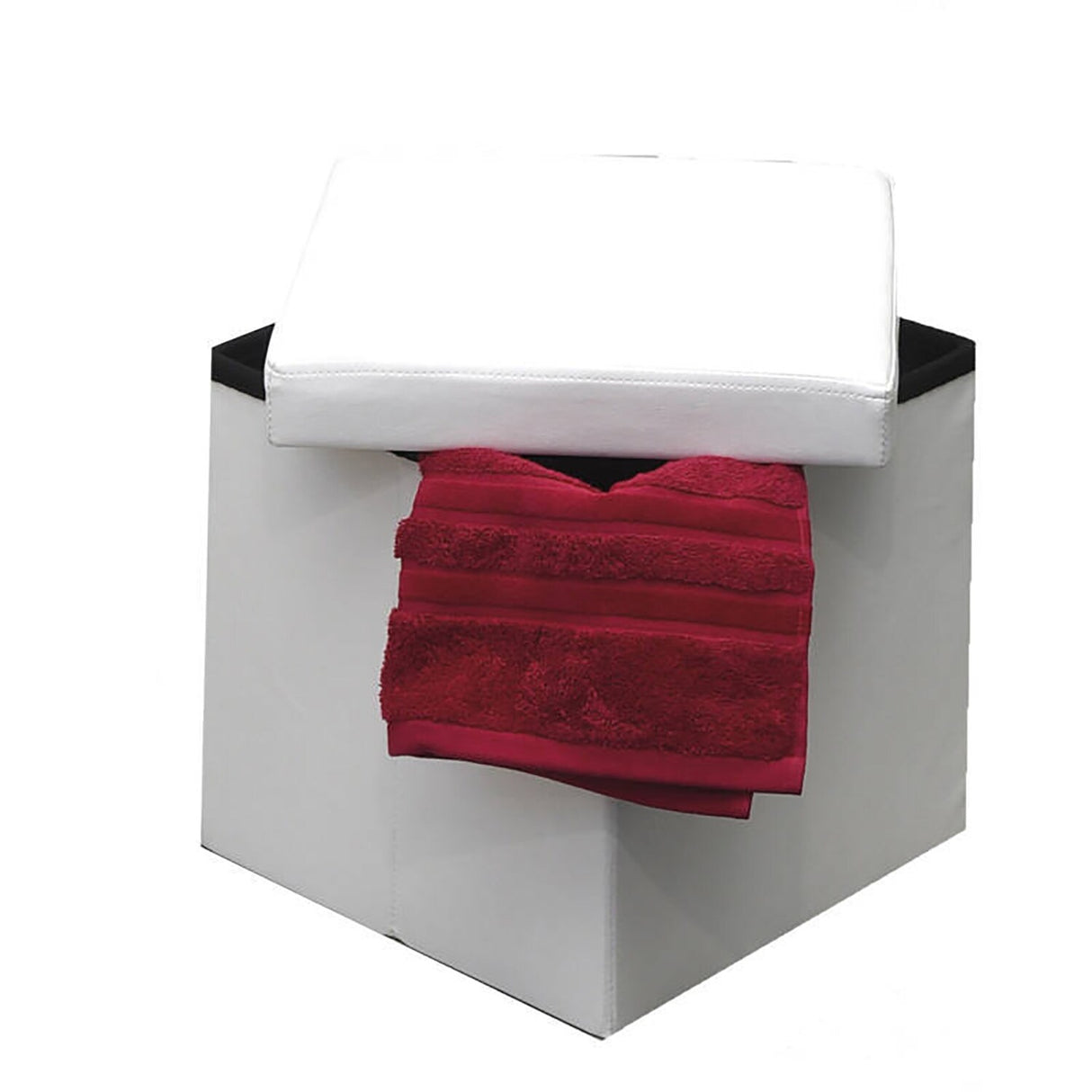 2-in-1 Foldable Faux Leather Pouffe Storage Cube and Ottoman