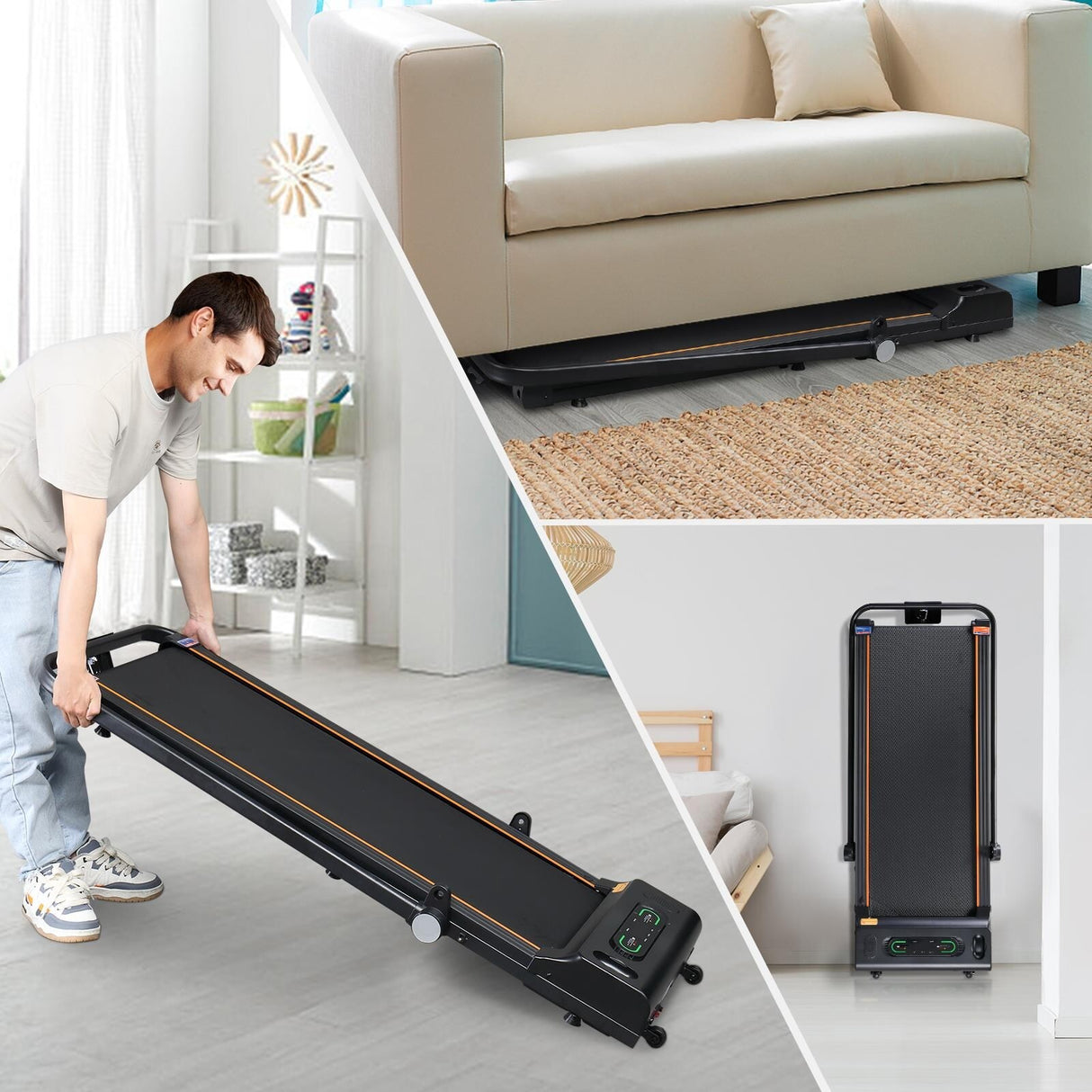2 in 1 Folding Treadmill, Under Desk Electric Treadmill