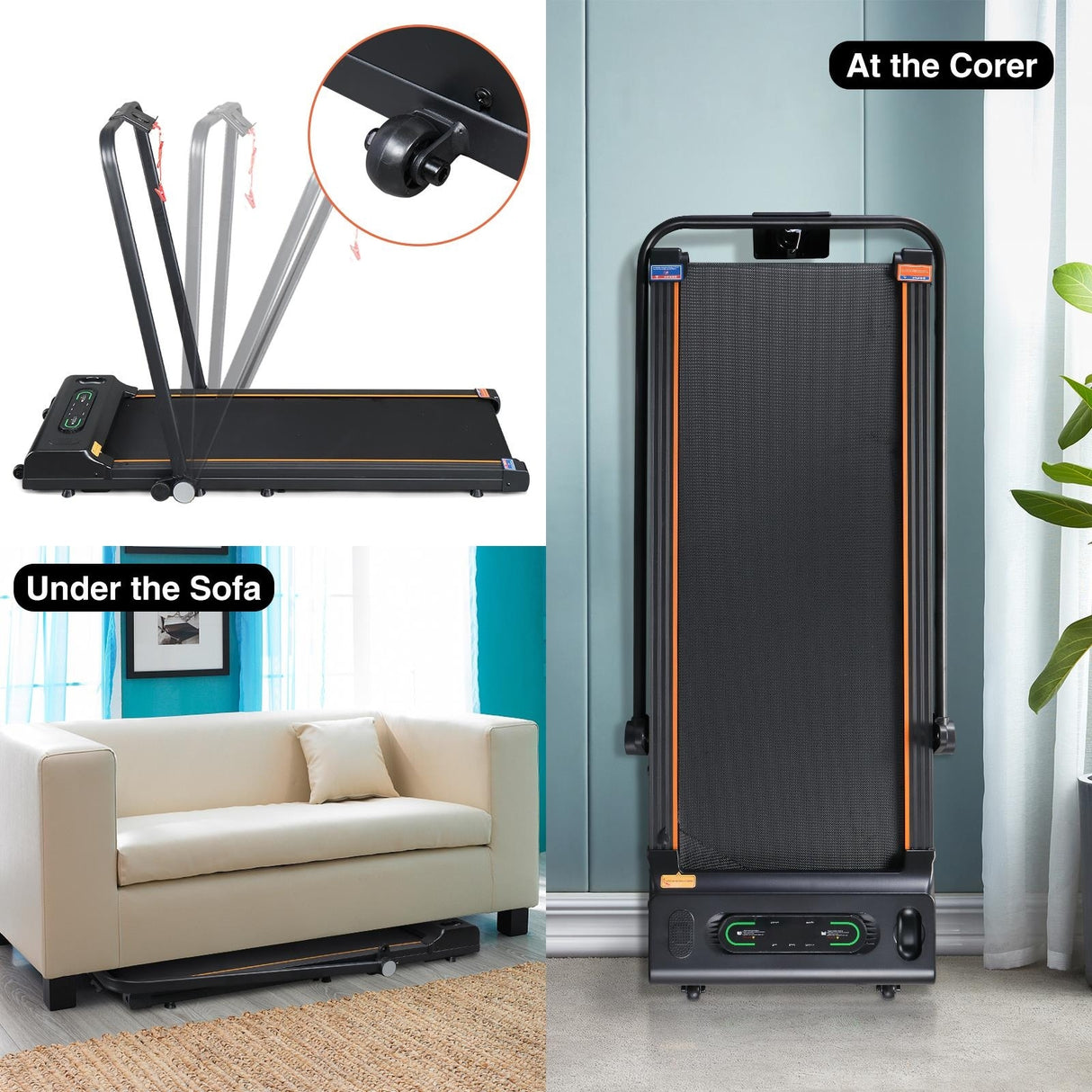 2 in 1 Folding Treadmill, Under Desk Electric Treadmill
