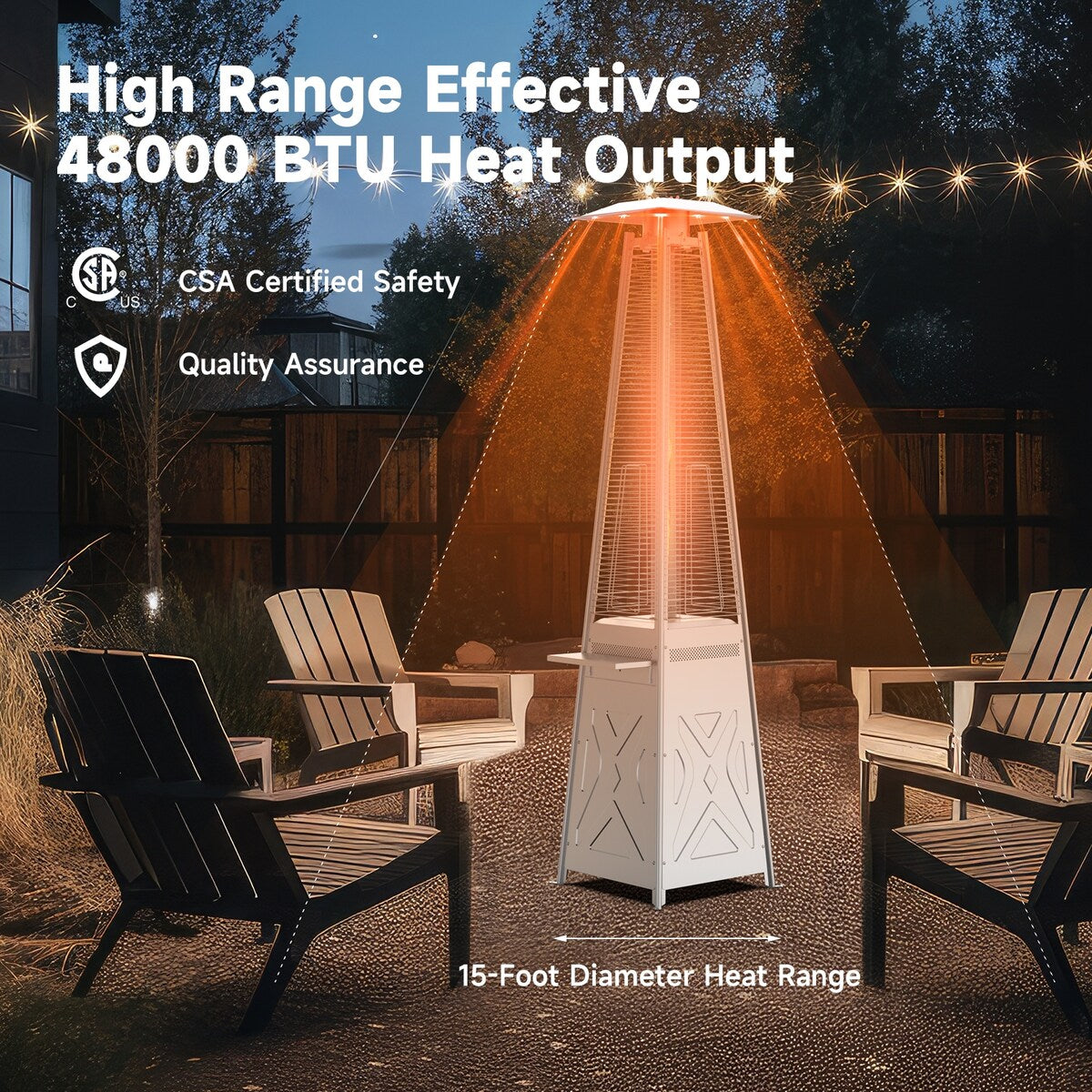 2-in-1 Gas Patio Heater Patio Outdoor with Removable Table Wheels