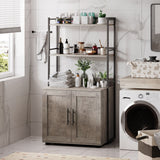 2-in-1 Hidden Cat Litter Box with 3 Shelves and Door