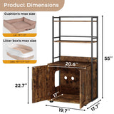 2-in-1 Hidden Cat Litter Box with 3 Shelves and Door