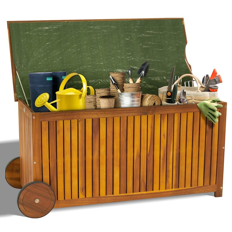 2 in 1 Mutifunctional Garden Storage Bench Pool Deck Box