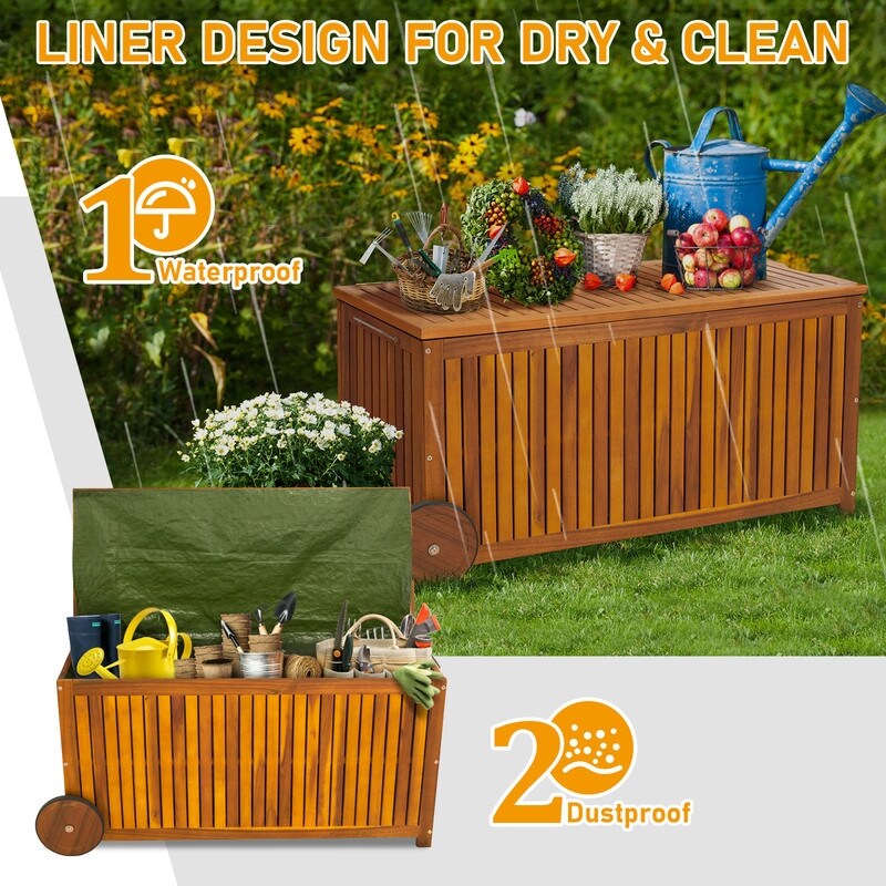 2 in 1 Mutifunctional Garden Storage Bench Pool Deck Box