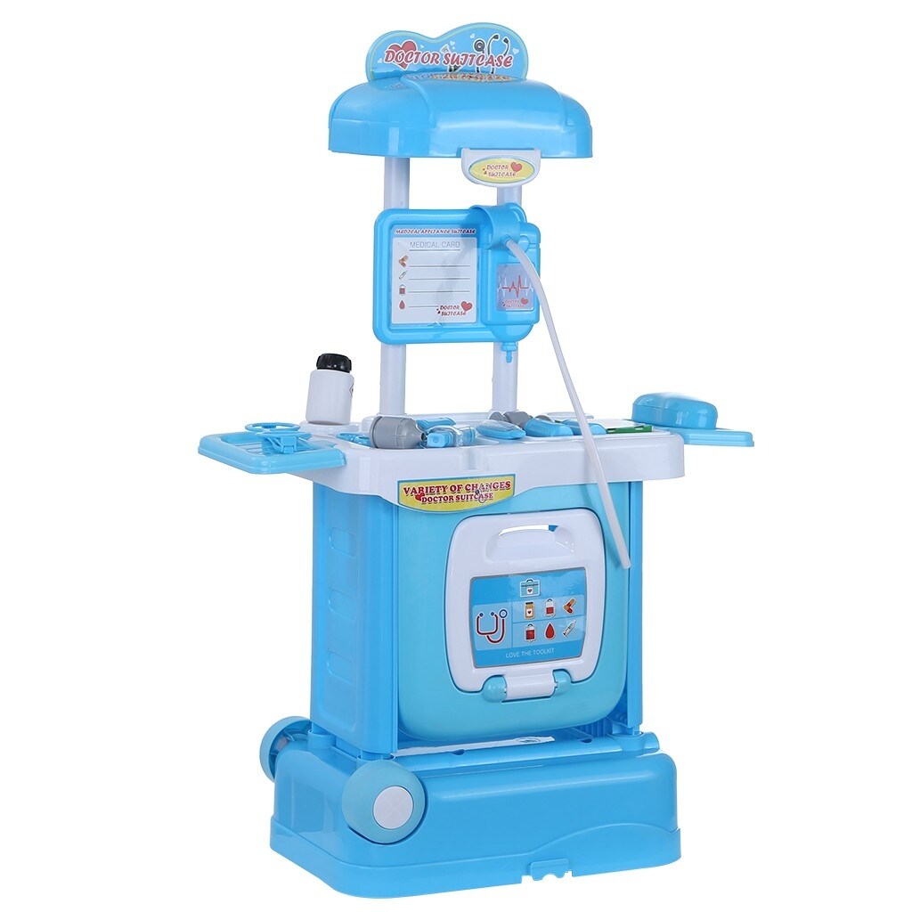 2 in 1 Pretend Play Kit for Kids with Handy Trolley Suitcase Set for Kids many of M Edical Accessories
