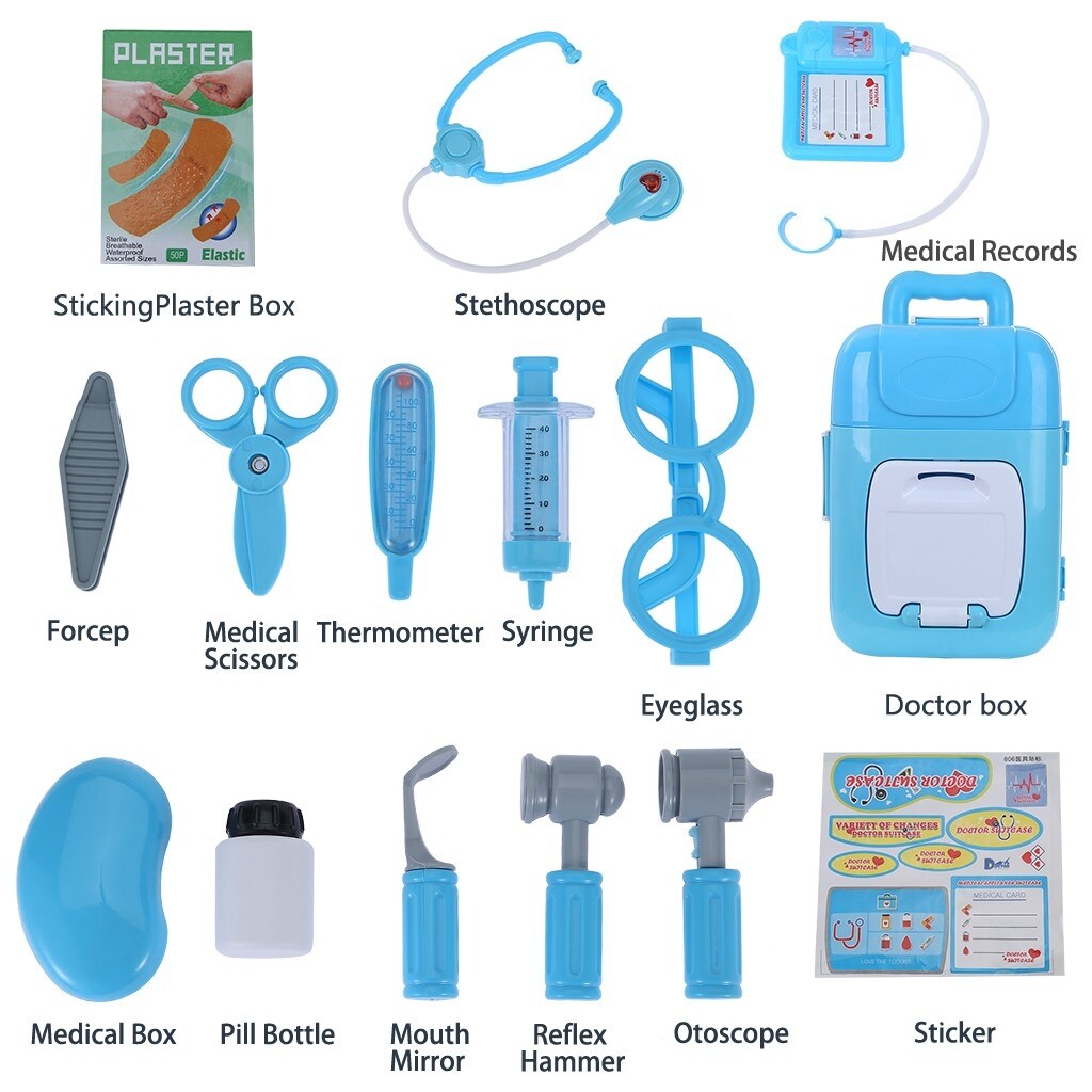 2 in 1 Pretend Play Kit for Kids with Handy Trolley Suitcase Set for Kids many of M Edical Accessories