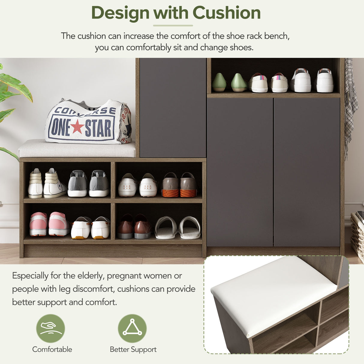 2-in-1 Shoe Storage Bench & Shoe Cabinets