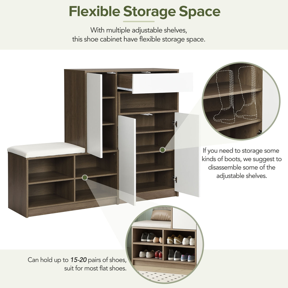 2-in-1 Shoe Storage Bench & Shoe Cabinets