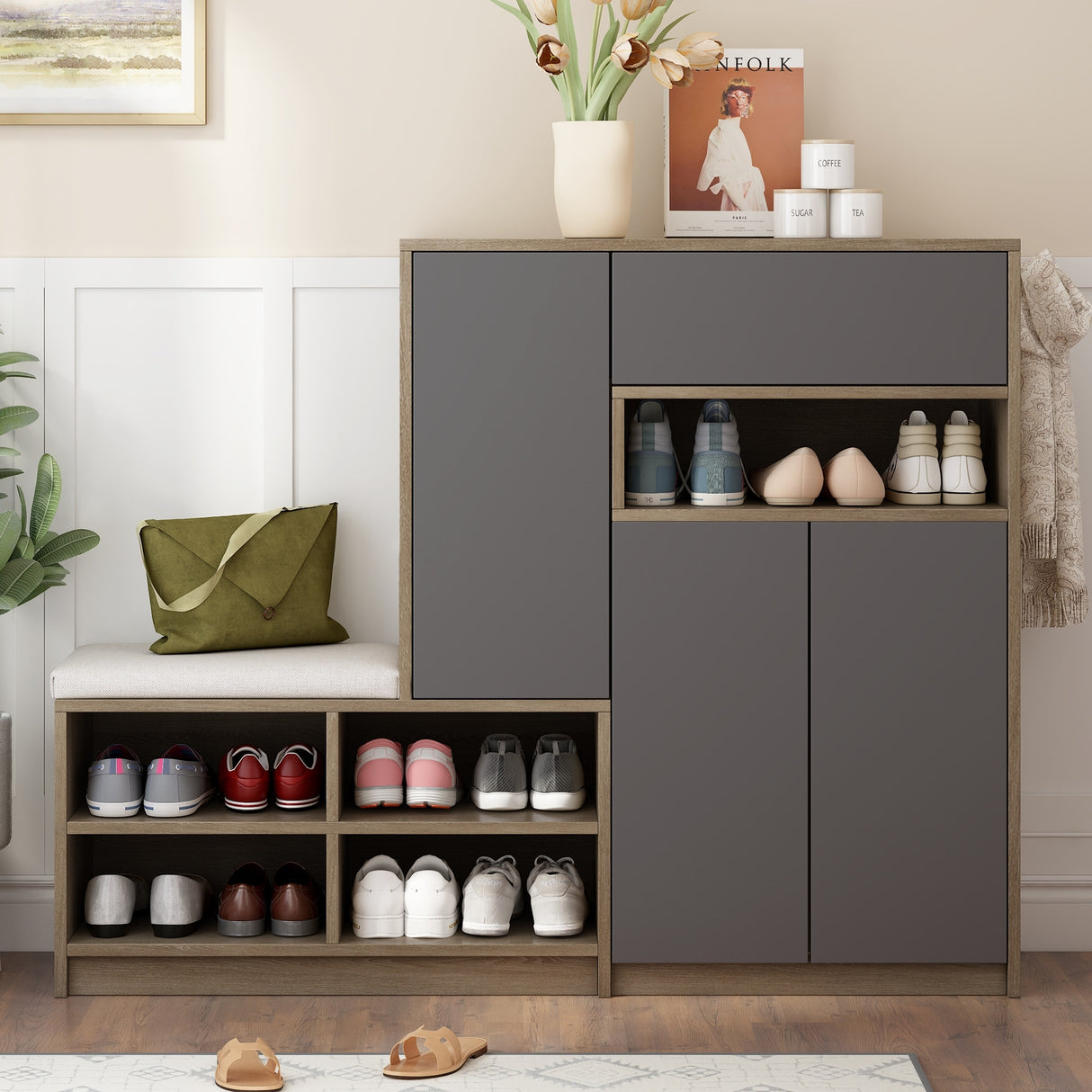2-in-1 Shoe Storage Bench & Shoe Cabinets