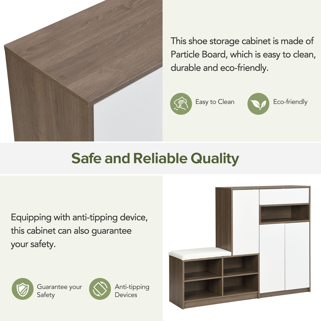 2-in-1 Shoe Storage Bench & Shoe Cabinets