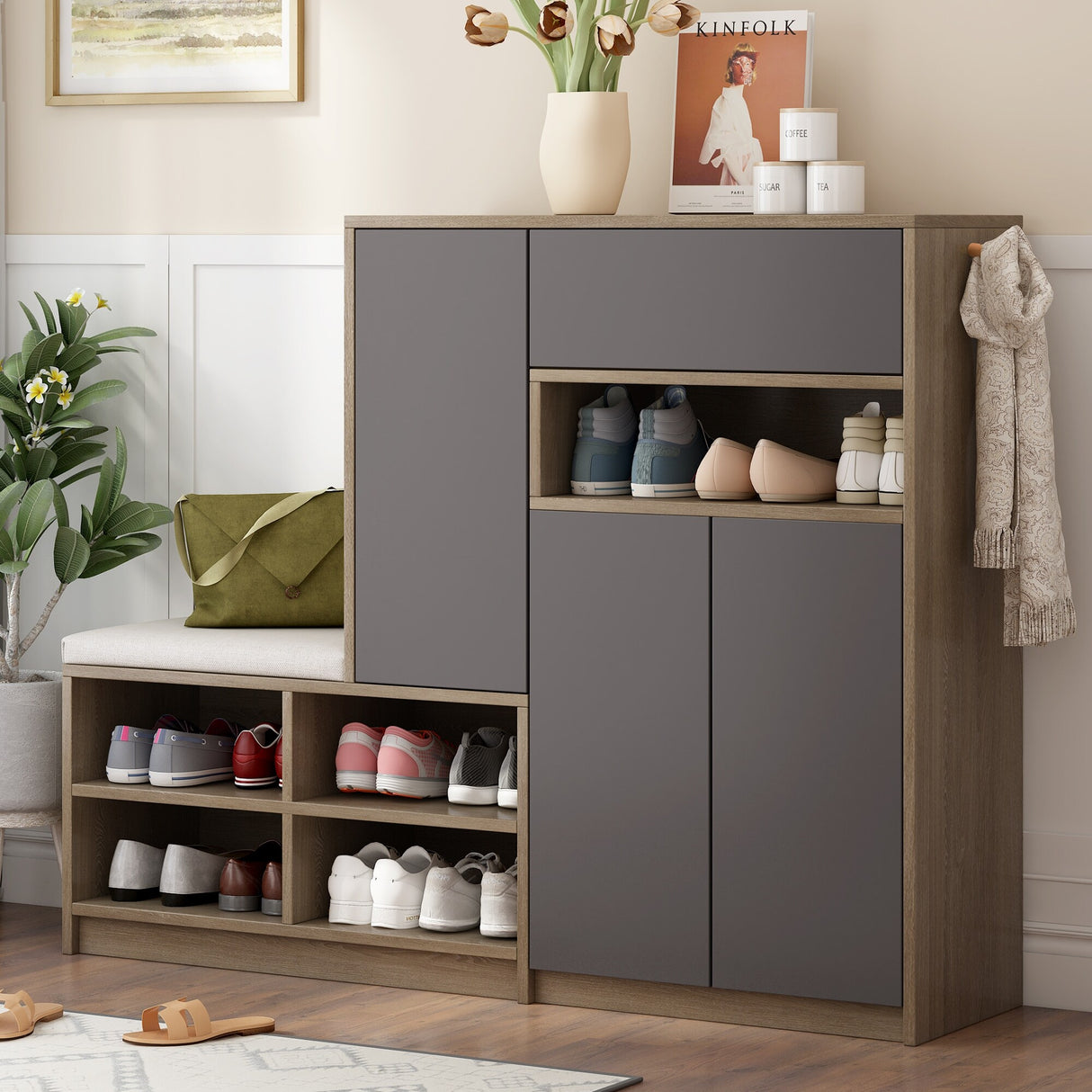 2-in-1 Shoe Storage Bench & Shoe Cabinets