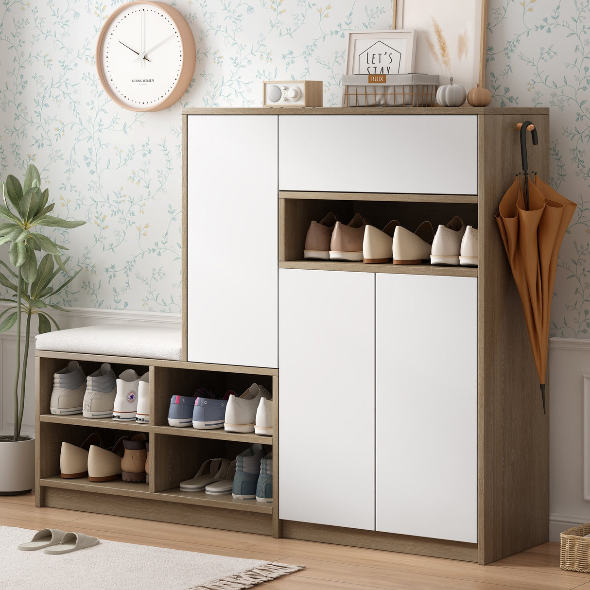 2-in-1 Shoe Storage Bench & Shoe Cabinets