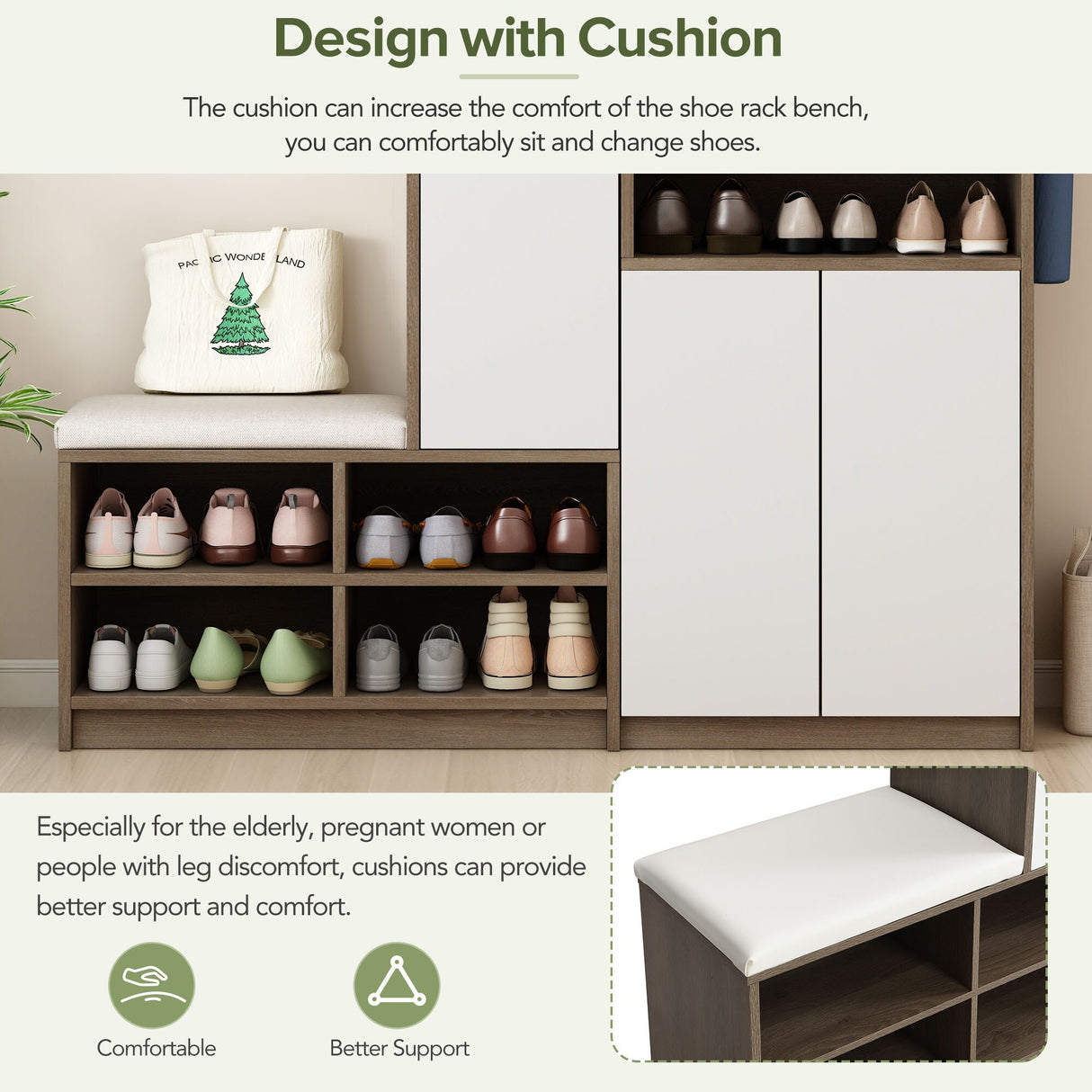 2-in-1 Shoe Storage Bench & Shoe Cabinets