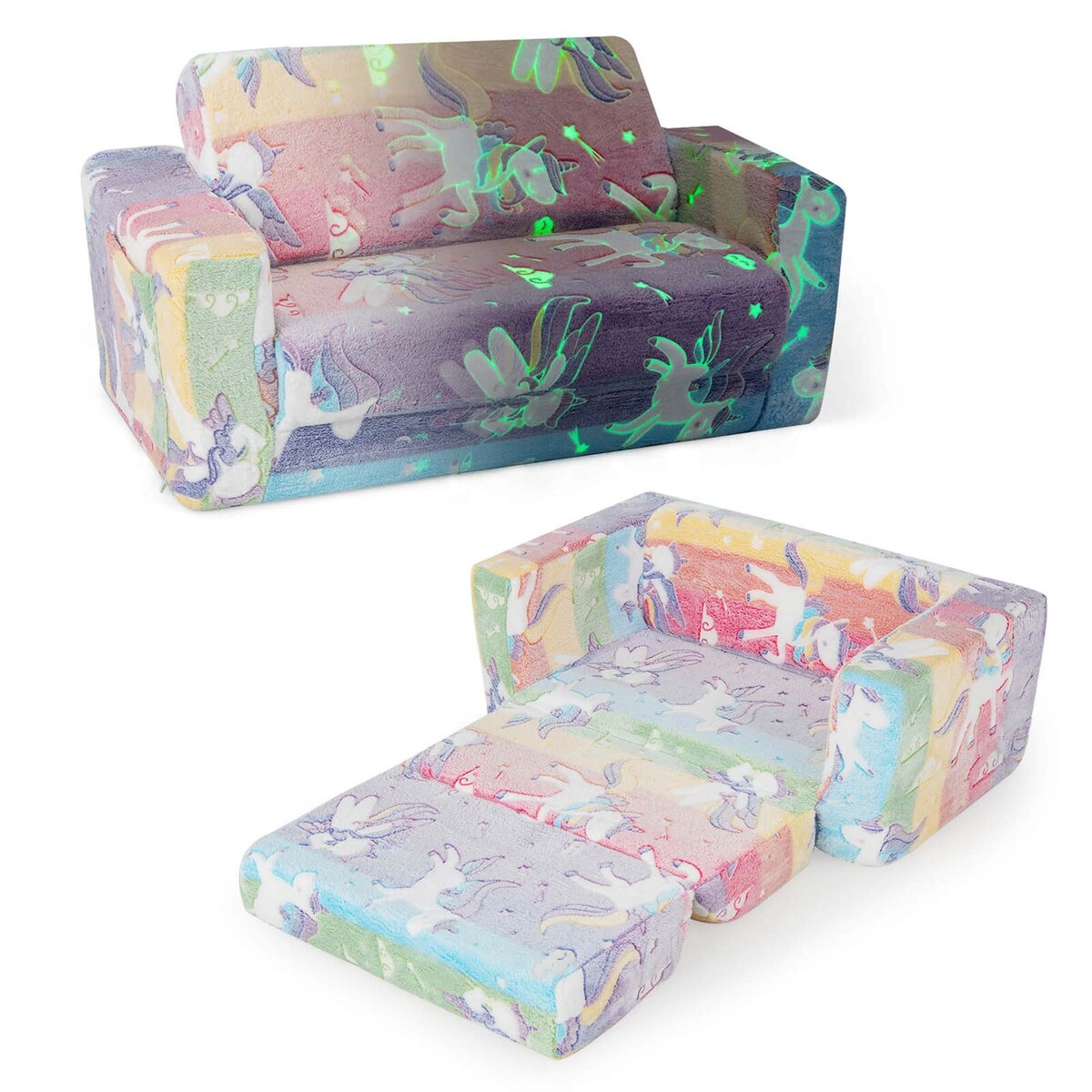 2-in-1 Toddler Couch Foam Kids Convertible Sofa Toddler Couch Lounger