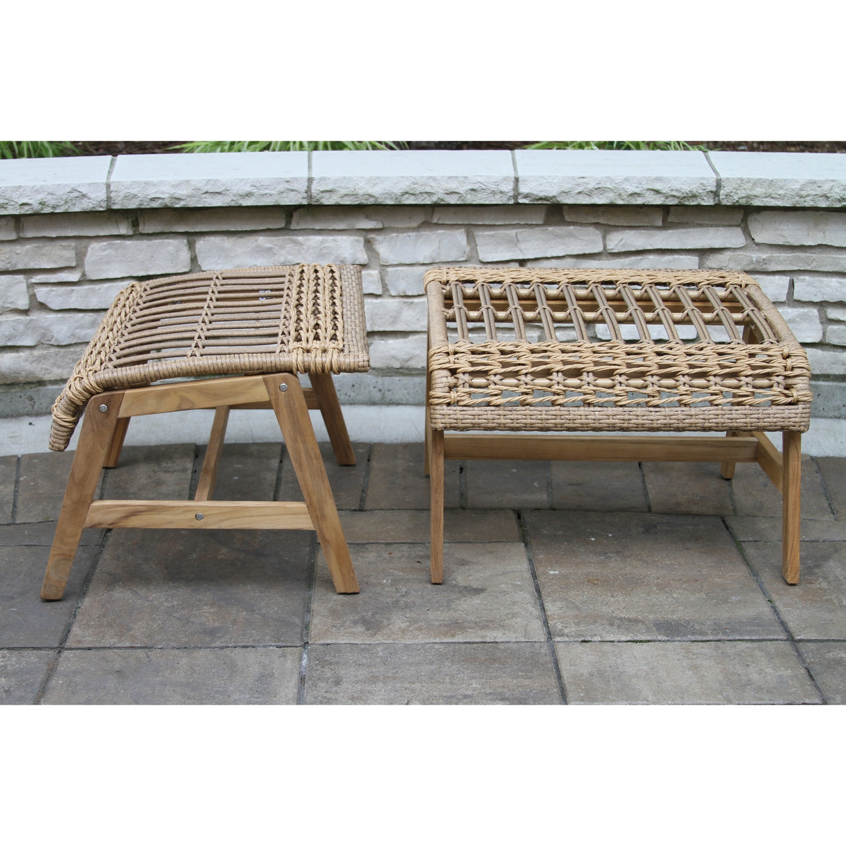2 pc. Samera Teak & Bohemian Ottoman Set