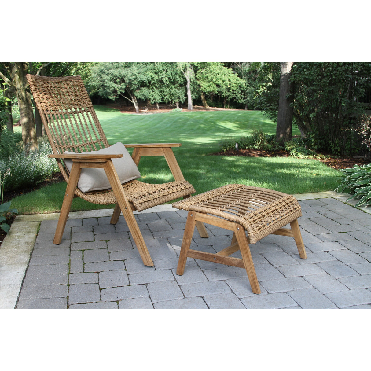 2 pc. Samera Teak & Bohemian Ottoman Set