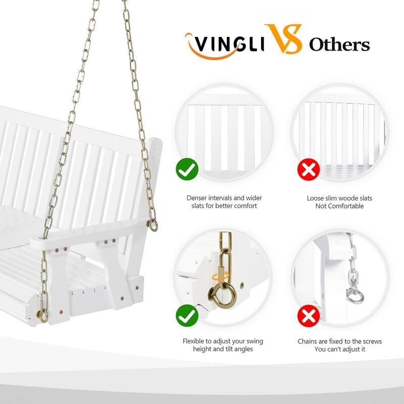 2-person Wooden Patio Porch Swing with Cup Holder