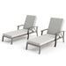 2-piece Outdoor Alumiunm Gray Patio Chaise Lounge Chair