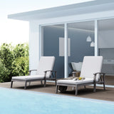 2-piece Outdoor Alumiunm Gray Patio Chaise Lounge Chair