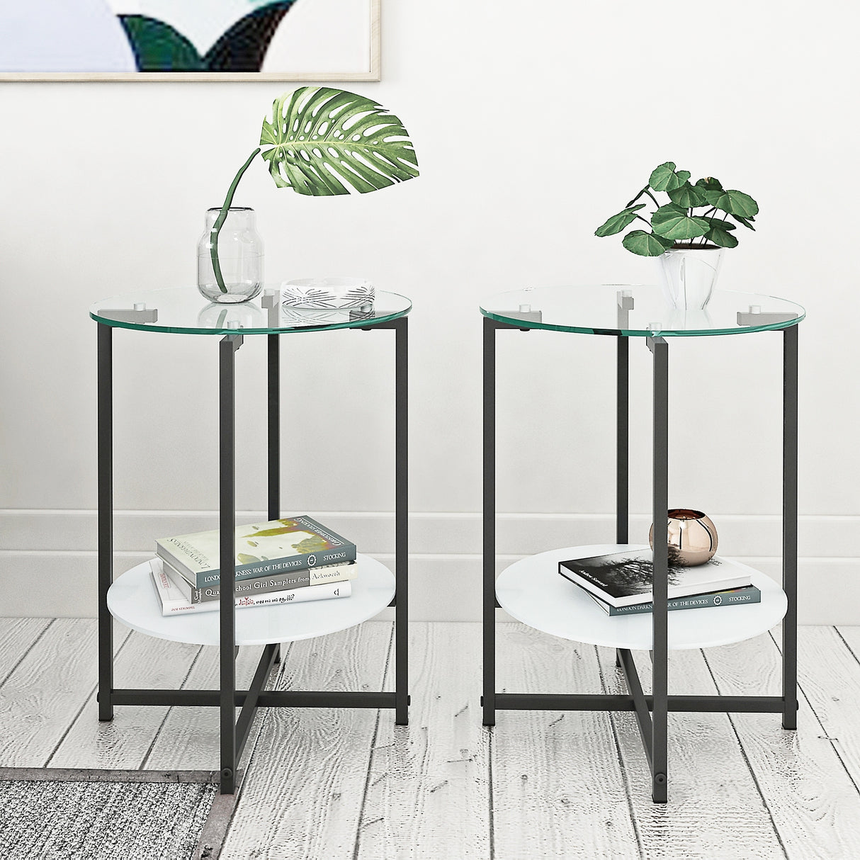 2-piece set (Clear) Tempered Glass End Table