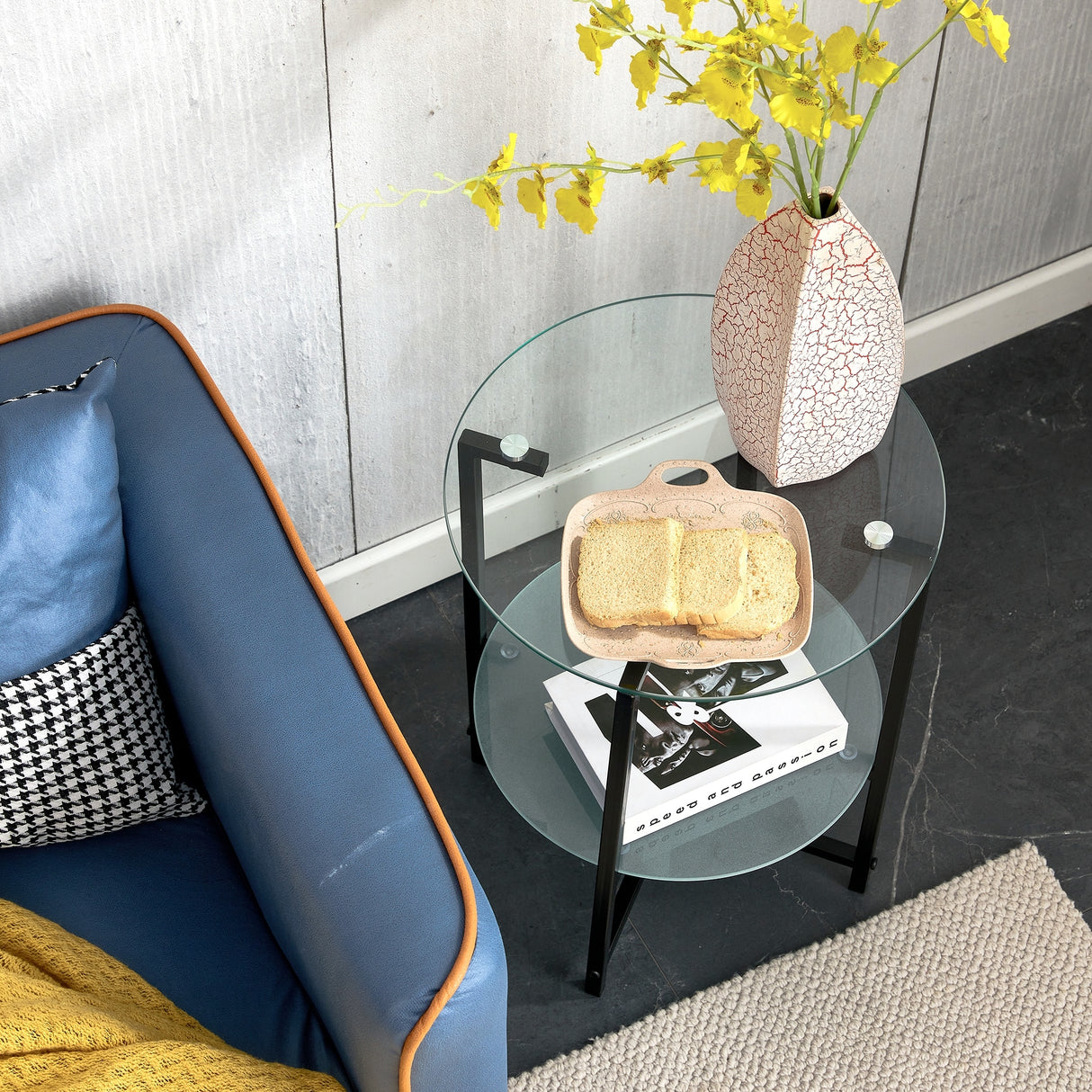 2-piece set (Clear) Tempered Glass End Table