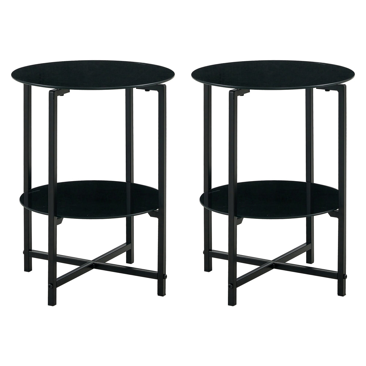 2-piece set (Clear) Tempered Glass End Table