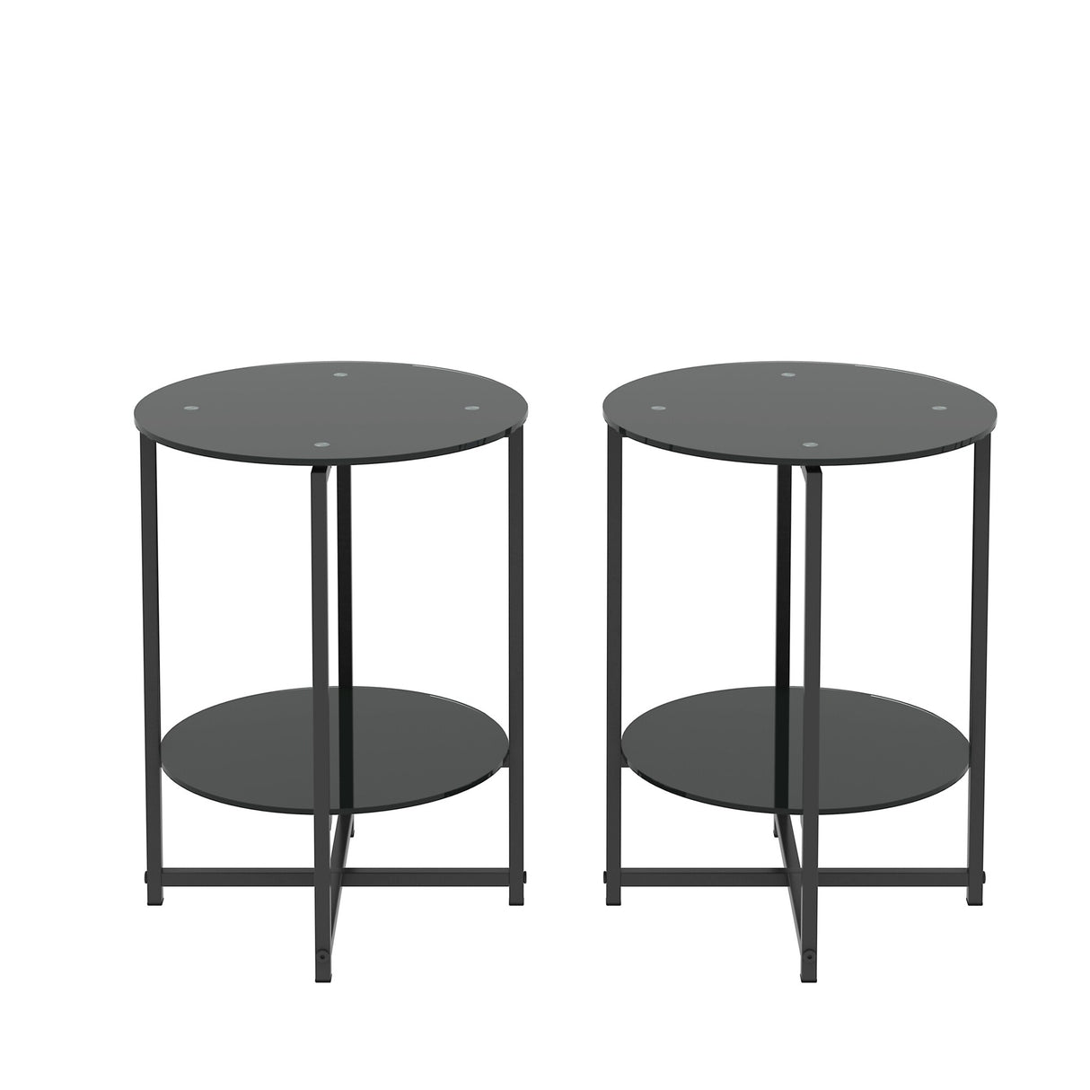 2-piece set (Clear) Tempered Glass End Table