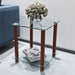 2-tiers Storage Shelf End Table Modern Rectangle Side Table with Metal Tube Legs Sofa Table with Tempered Glass Tabletop
