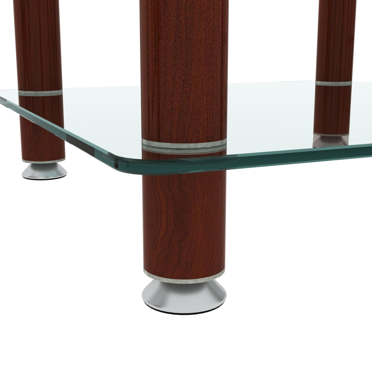 2-tiers Storage Shelf End Table Modern Rectangle Side Table with Metal Tube Legs Sofa Table with Tempered Glass Tabletop