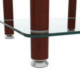 2-tiers Storage Shelf End Table Modern Rectangle Side Table with Metal Tube Legs Sofa Table with Tempered Glass Tabletop