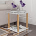 2-tiers Storage Shelf End Table Modern Rectangle Side Table with Metal Tube Legs Sofa Table with Tempered Glass Tabletop