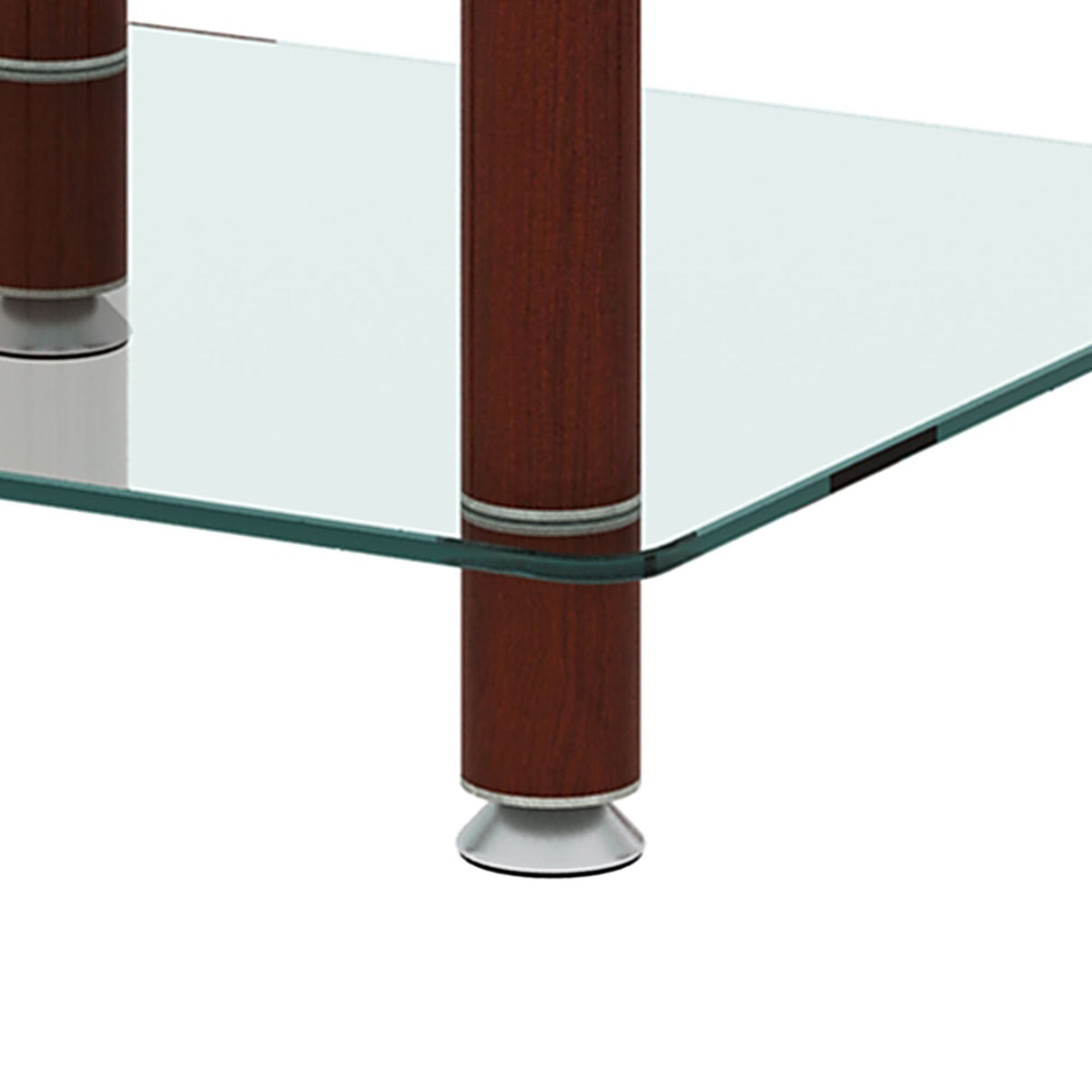 2-tiers Storage Shelf End Table Modern Rectangle Side Table with Metal Tube Legs Sofa Table with Tempered Glass Tabletop