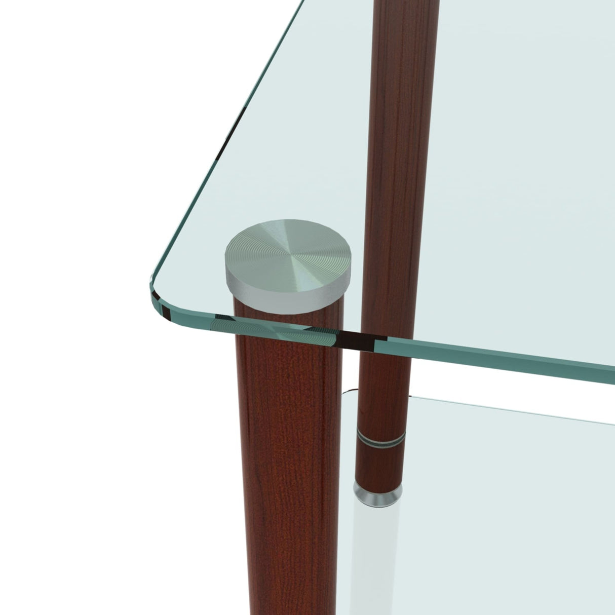 2-tiers Storage Shelf End Table Modern Rectangle Side Table with Metal Tube Legs Sofa Table with Tempered Glass Tabletop