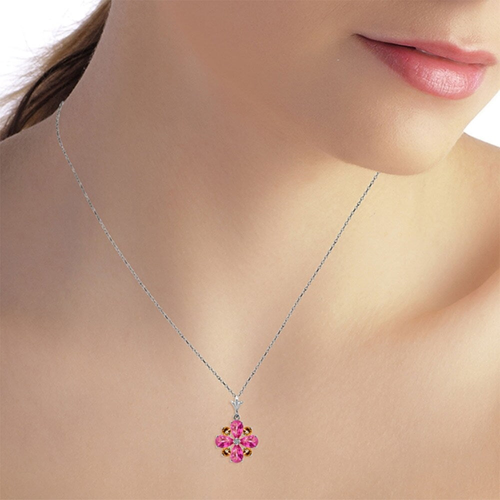2.43 Carat 14K White Gold Necklace Natural Pink Topaz Citrine