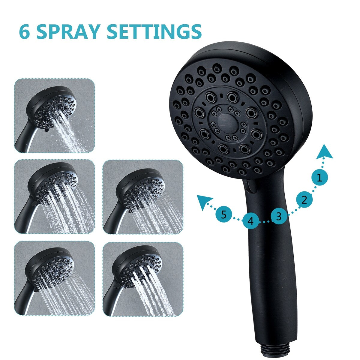 2.5 Gallon Flow Handheld Showerhead with Hose, 5 Shower Modes High Pressure Showerhead