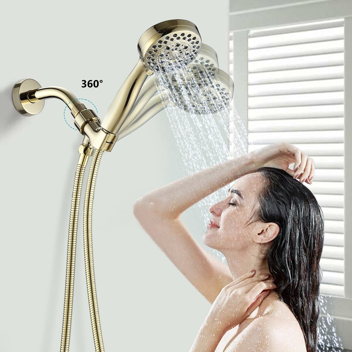 2.5 Gallon Flow Handheld Showerhead with Hose, 5 Shower Modes High Pressure Showerhead