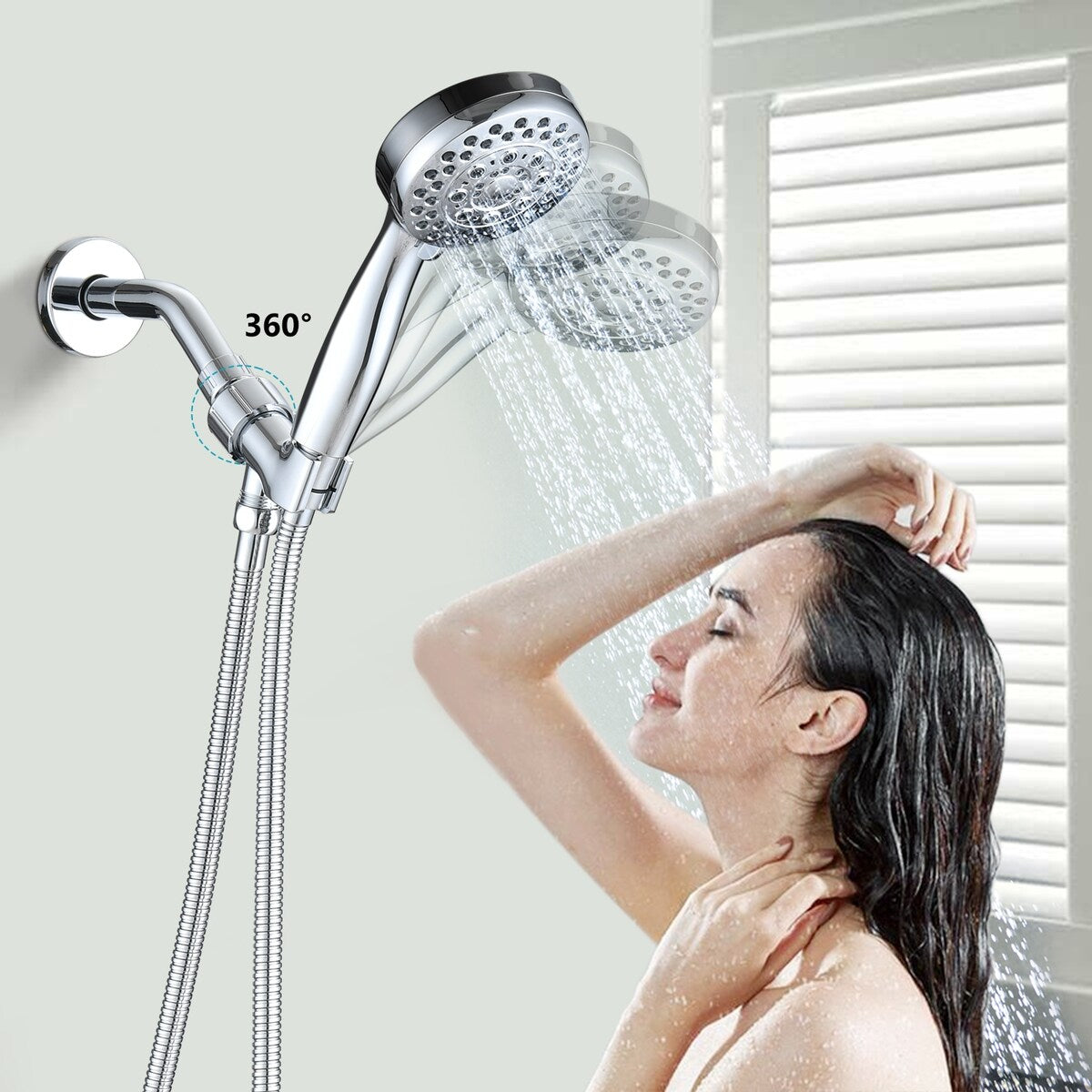 2.5 Gallon Flow Handheld Showerhead with Hose, 5 Shower Modes High Pressure Showerhead