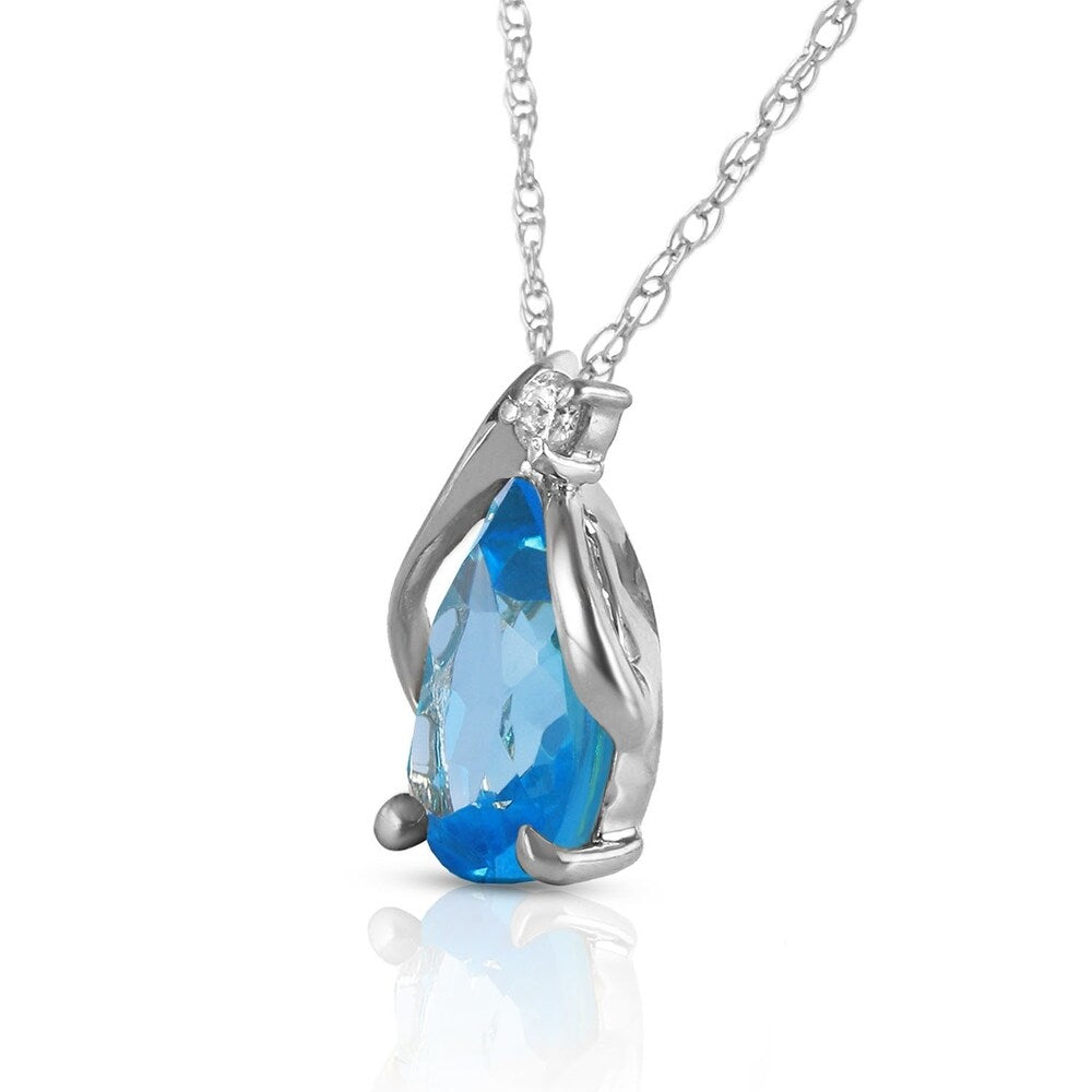 2.53 Carat 14K Solid White Gold Necklace Diamond Blue Topaz