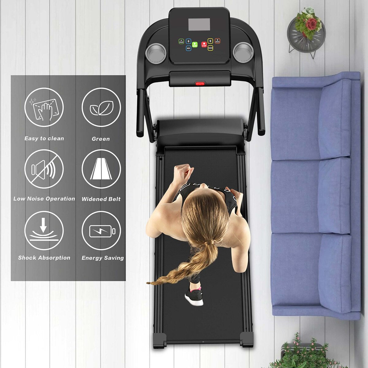 2.5HP Folding Electric LCD Display Motorized Running Treadmill
