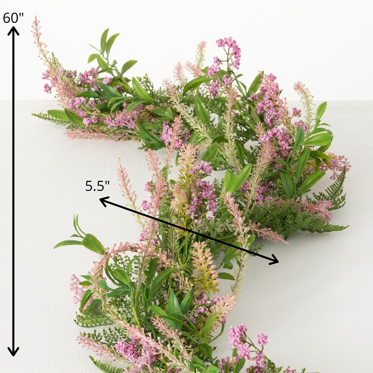 2.5"H Sullivans Leafy Blush Berry Garland, Multicolored - Green - 5'L x 5.5"W x 2.5"H