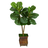 2.5' Fiddle Leaf Fig Artificial Tree in Decorative Planter - 8"