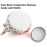 2.6 Quart Vintage Enamel Tea Kettle with Cool Touch Porcelain Handle for Stovetop Home Kitchen Decor