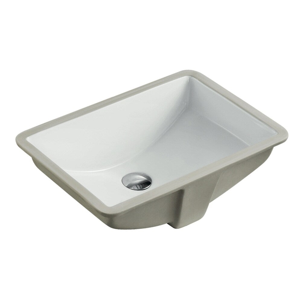 20-3/4-inch European Style Rectangular Shape Porcelain Ceramic Bathroom Undermount Sink with White Umbrella Pop Up Drain