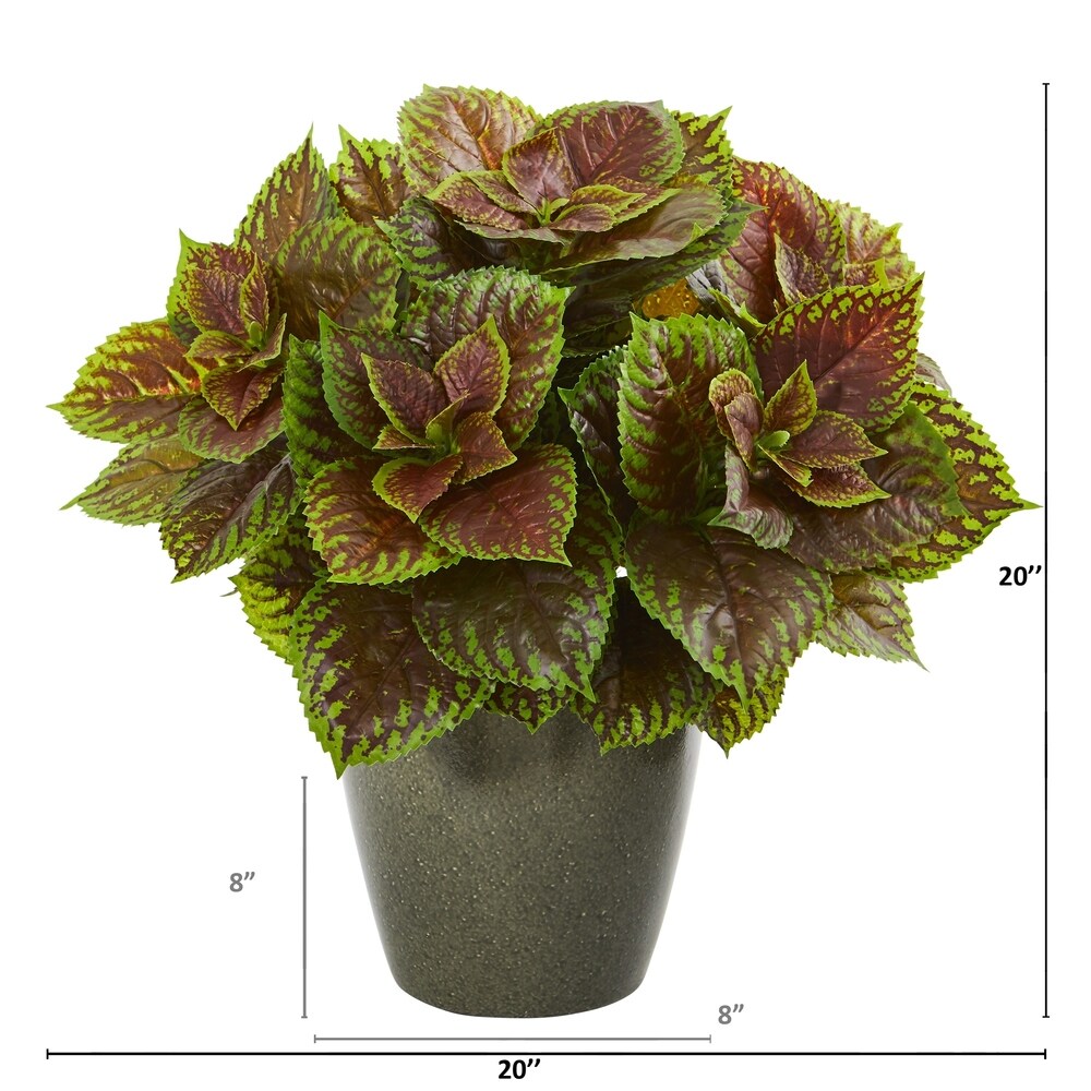 20" Coleus Artificial Plant in Green Planter (Real Touch)
