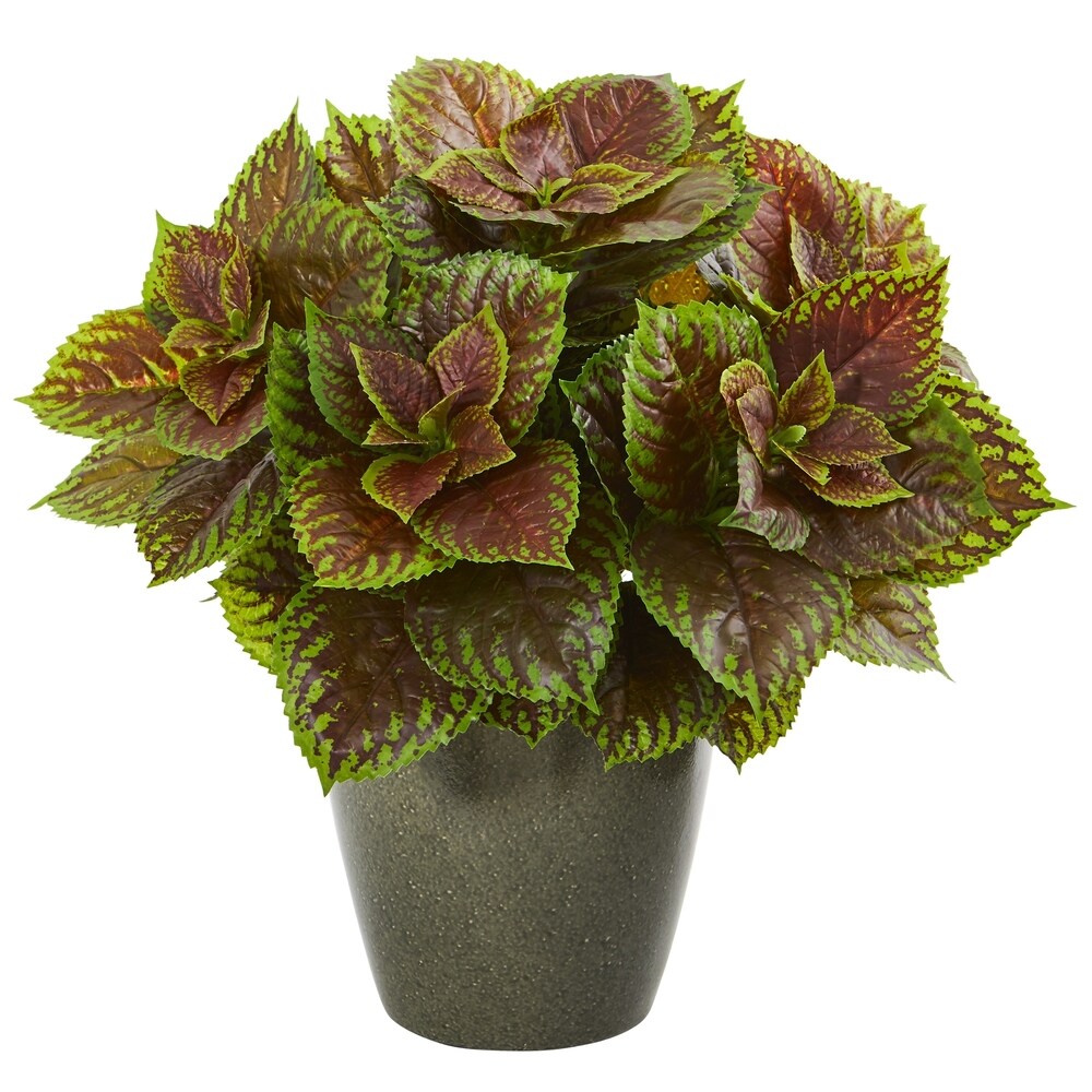 20" Coleus Artificial Plant in Green Planter (Real Touch)