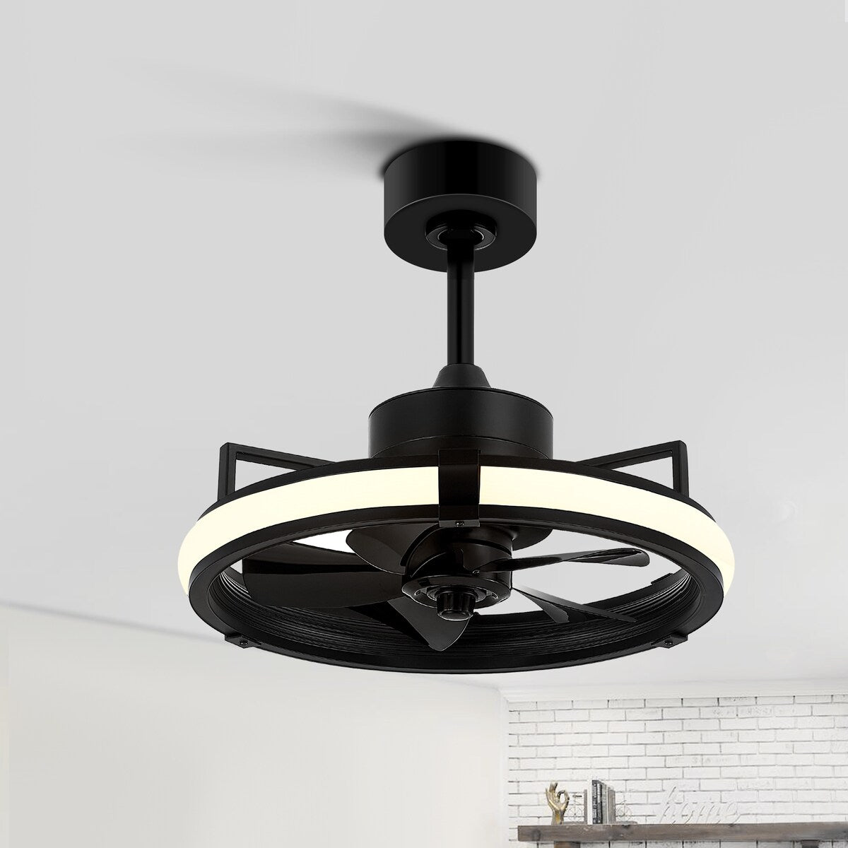 20-IN Black LED Ceiling Fan with Light and Remote(5 blade)