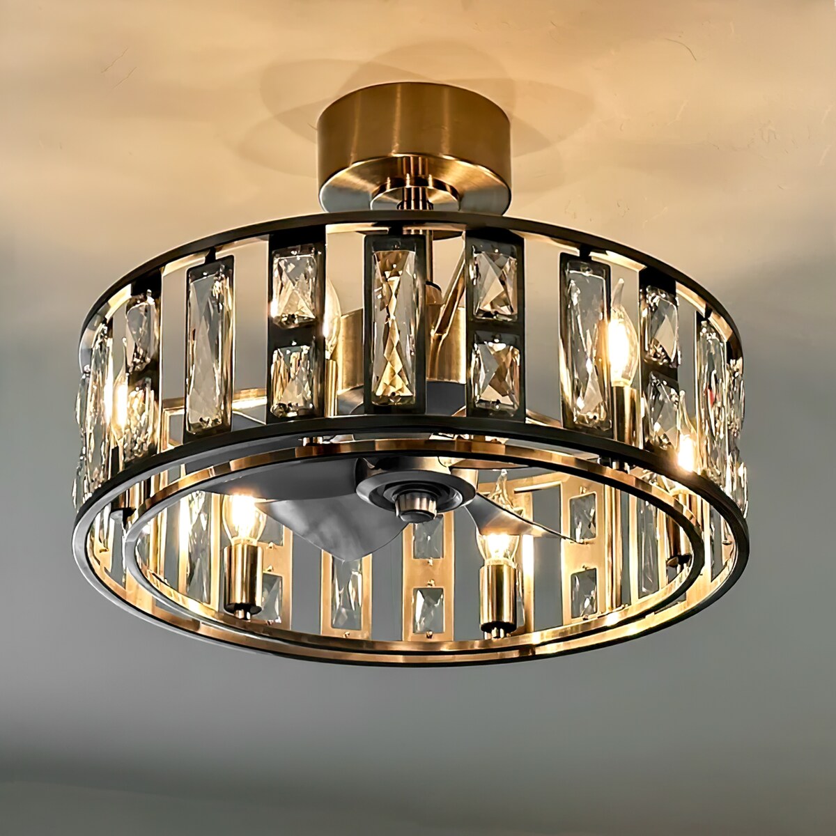 20-In Nickel Caged Ceiling Fan with Light Remote
