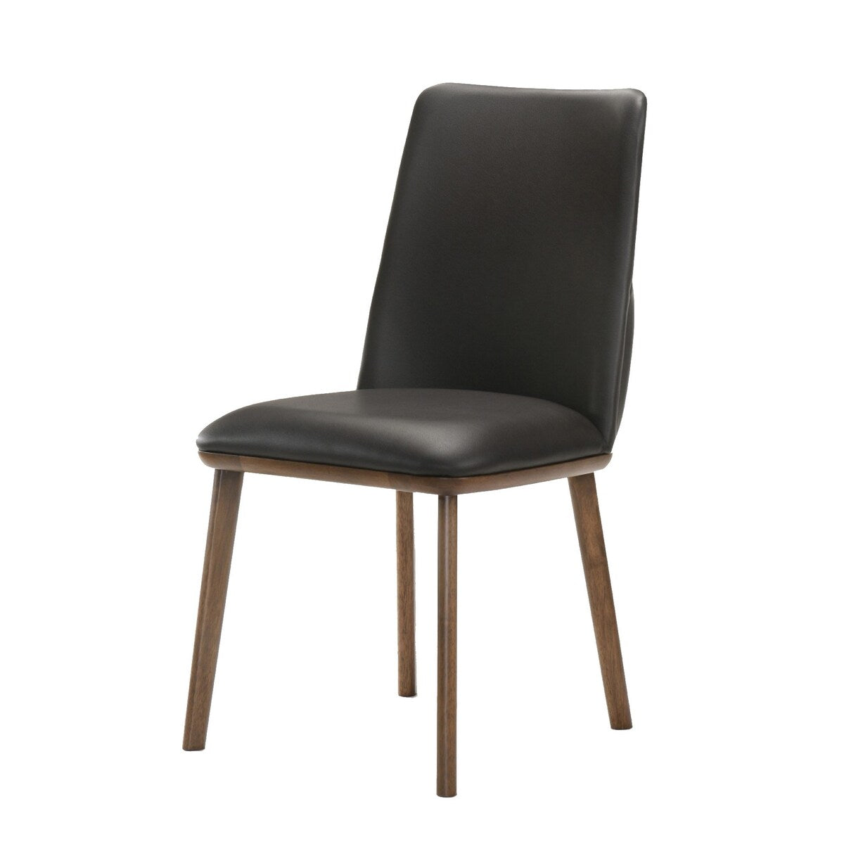 20 Inch Accent Chair, Set of 2, Dark Brown Faux Leather, Tapered Legs