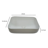 20 Inch Bathroom Rectangular Vessel Sink Above Counter Porcelain Ceramic Top Mount Art Basin With Matching Pop-up Drain